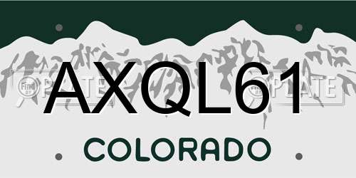 AXQL61 Colorado License Plate