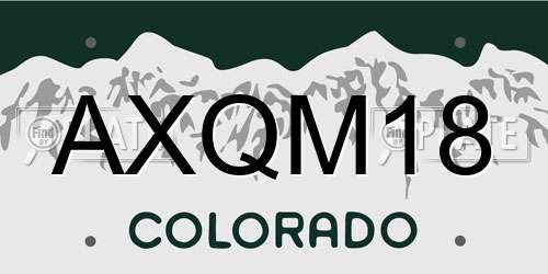 AXQM18 Colorado License Plate