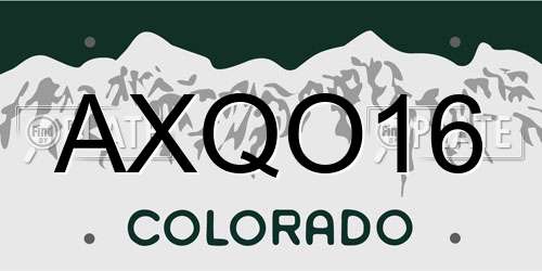 AXQO16 Colorado License Plate