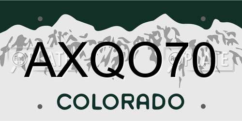 AXQO70 Colorado License Plate