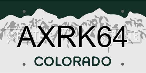 AXRK64 Colorado License Plate