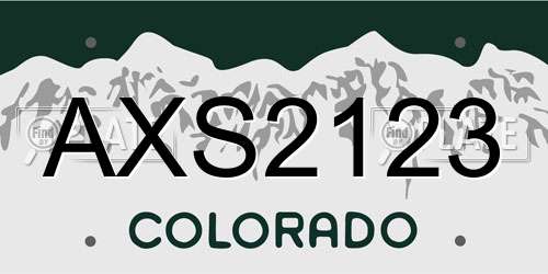 AXS2123 Colorado License Plate