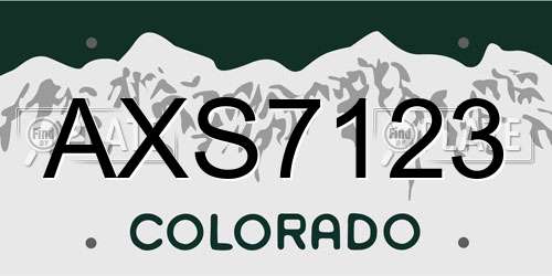 AXS7123 Colorado License Plate