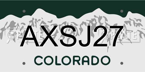 AXSJ27 Colorado License Plate