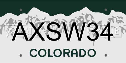 AXSW34 Colorado License Plate