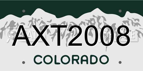 AXT2008 Colorado License Plate