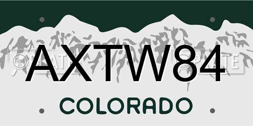 AXTW84 Colorado License Plate