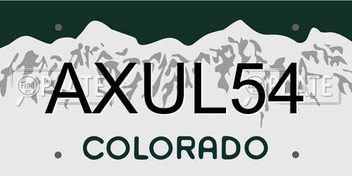 AXUL54 Colorado License Plate