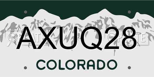AXUQ28 Colorado License Plate