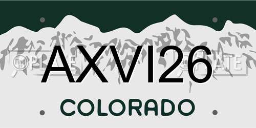 AXVI26 Colorado License Plate