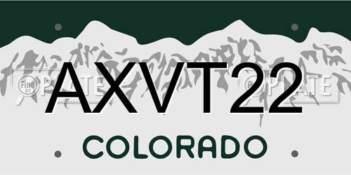 AXVT22 Colorado License Plate