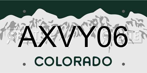AXVY06 Colorado License Plate