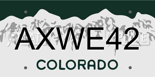 AXWE42 Colorado License Plate