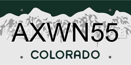 AXWN55 Colorado License Plate