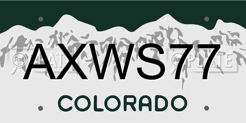 AXWS77 Colorado License Plate