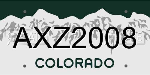 AXZ2008 Colorado License Plate