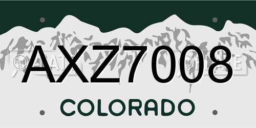 AXZ7008 Colorado License Plate