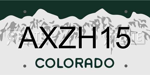 AXZH15 Colorado License Plate