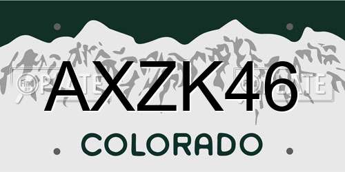AXZK46 Colorado License Plate