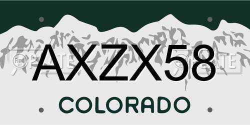 AXZX58 Colorado License Plate
