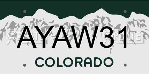 AYAW31 Colorado License Plate