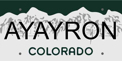 AYAYRON Colorado License Plate