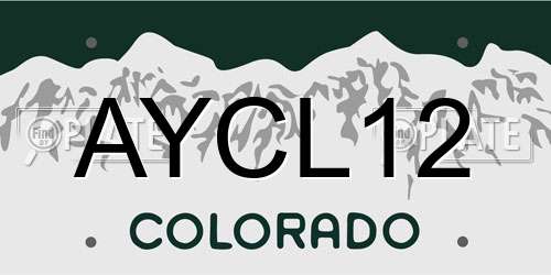 AYCL12 Colorado License Plate