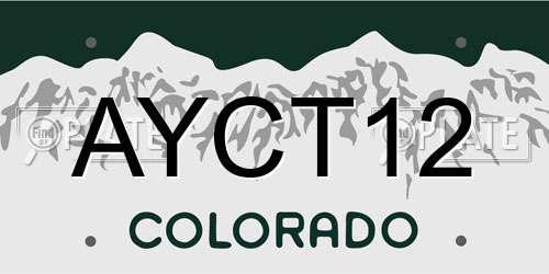 AYCT12 Colorado License Plate