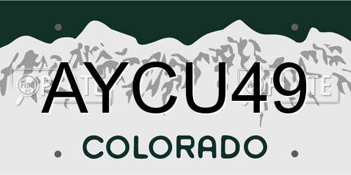 AYCU49 Colorado License Plate