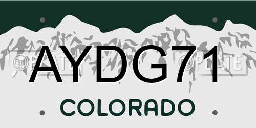 AYDG71 Colorado License Plate