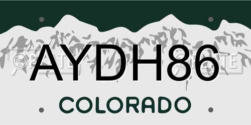 AYDH86 Colorado License Plate