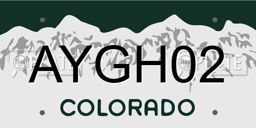 AYGH02 Colorado License Plate