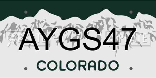 AYGS47 Colorado License Plate