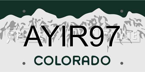 AYIR97 Colorado License Plate