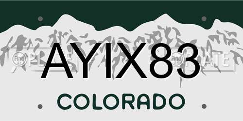 AYIX83 Colorado License Plate