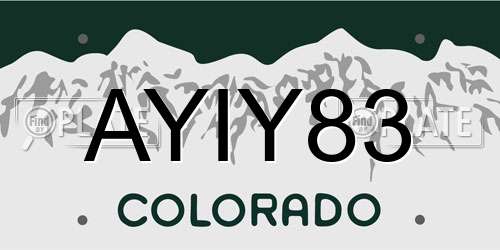 AYIY83 Colorado License Plate