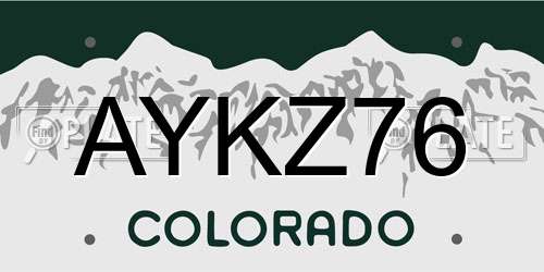 AYKZ76 Colorado License Plate