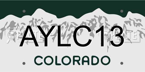 AYLC13 Colorado License Plate