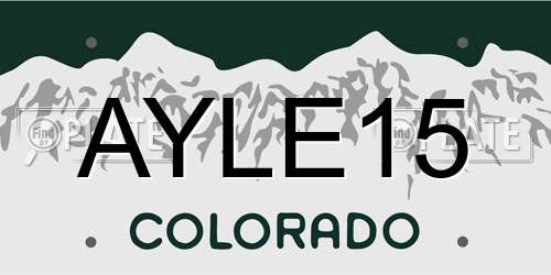 AYLE15 Colorado License Plate