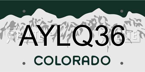 AYLQ36 Colorado License Plate