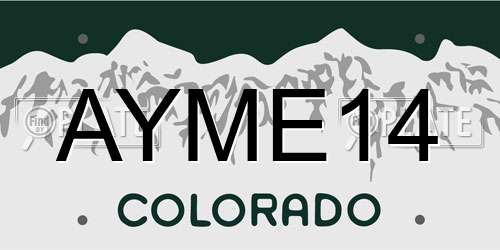 AYME14 Colorado License Plate