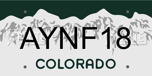 AYNF18 Colorado License Plate