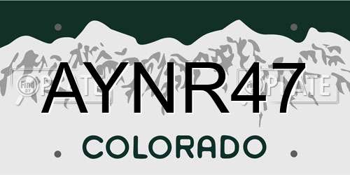 AYNR47 Colorado License Plate