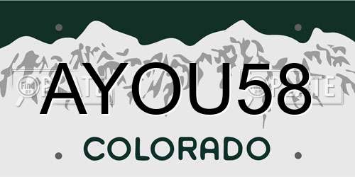 AYOU58 Colorado License Plate
