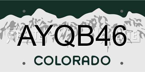 AYQB46 Colorado License Plate