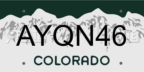 AYQN46 Colorado License Plate
