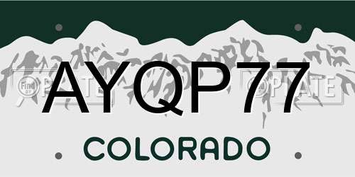 AYQP77 Colorado License Plate