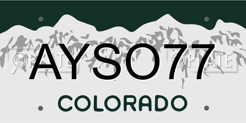 AYSO77 Colorado License Plate