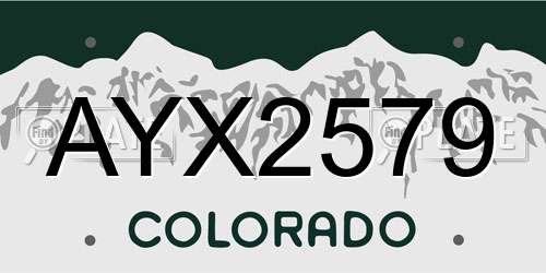 AYX2579 Colorado License Plate