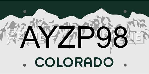 AYZP98 Colorado License Plate
